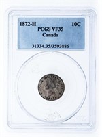 1872 - H Canada 10 cents PCGS VF35