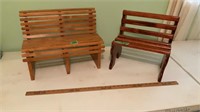 Small wooden doll benches