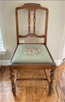 Vintage Carved Chair with Needlpoint Seat