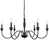 (Black, Small) Wellmet 6-Light Farmhouse