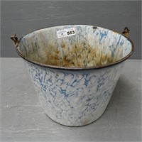 Primitive Blue Agate Bucket - some wear