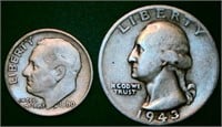 1960 D Dime, 1943 S Quarter Silver Content