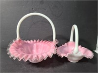 Fenton wavecrest glass baskets