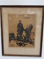 Pencil signed Don Quixote de la Mancha lithograph