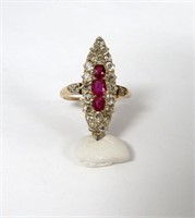 14k gold ruby & diamond set ring, size 7 3/4,