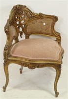 VICTORIAN CARVED & GILDED CORNER CHAIR