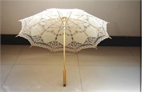 AEAOA Handmade Ivory Lace Parasol Umbrella Wedding