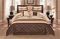 4 Piece Brown, Beige & Gold Comforter Set