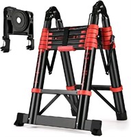 HBTower 12.5FT Telescoping Ladder A Frame Red