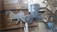 Wood Horse & Buggy Yard Decor