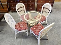 BAMBOO GLASS TOP TABLE/4 CHAIRS