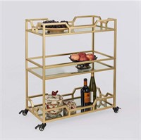 Ollieroo Bar Cart with Wheels, Gold Bar Serving Ca