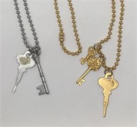 Silver and Gold Chain w Keys- Long