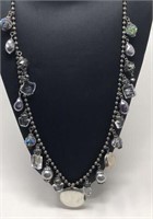 Long Beaded Costume Necklace w Locket and Clasp