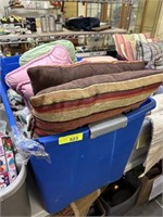 LARGE BIN OF MISC DECORATIVE PILLOWS
