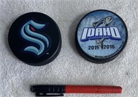 (2) Souvenir Pepsi Sponsored Hockey Pucks