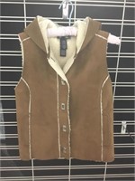 Jones NY Faux Leather Vest w/ Hood - Size S