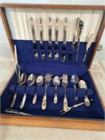 Wm Rogers silver flatware chest