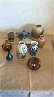 Group of vases, tea pot