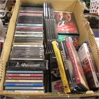 BOX OF CDS & DVDS