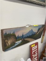 Vintage Painted Wood Art - Scenic Byway, 24"x9"