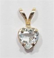 10K Gold Aquamarine heart shaped Pendant