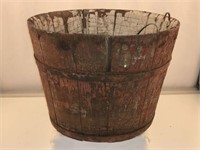 Primitive Wooden Red Sap Bucket +…