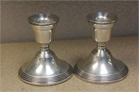 Set of 2 Weighted Sterling Candle Holders