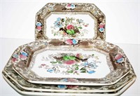 (4) Ironstone Transferware Grad. Set of Platters