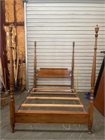 Vintage Full Size Walnut Poster Bed