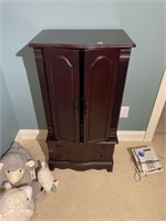 Mahogany Jewelry Cabinet with Contents