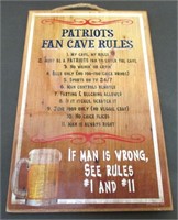 Patriots Fan Cave Rules Plaque