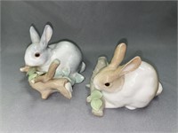 (2) Lladro Rabbit Figurines