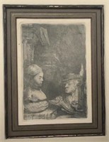 Rembrandt Etching 'Man Drawing from a Cast'