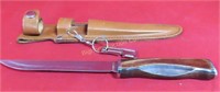 Sharp DF-60 Knife w/Leather Sheath & Can Opener