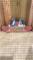 Wooden welcome sign