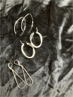 3 pairs of Sterling silver earrings