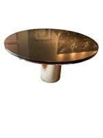 HEAVY Stone Top, Chrome Cylinder Base Table