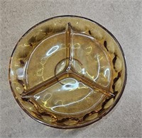 Amber Indian Glass Relish Dish