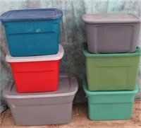 6- 18-33 GALLON TOTES WITH LIDS