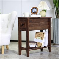 LUSUOWLZ Chairside Narrow End Table, Solid Wood Re