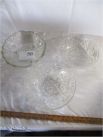 3 low cut glass serving bowls