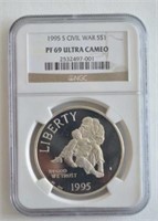 1995-S NGC PF 69 Ultra Cameo Silver Civil War $1