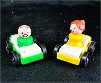(2) LITTLE PEOPLE WITH CARS FISHER PRICE