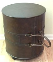 Round Side Table in Luggage Motif