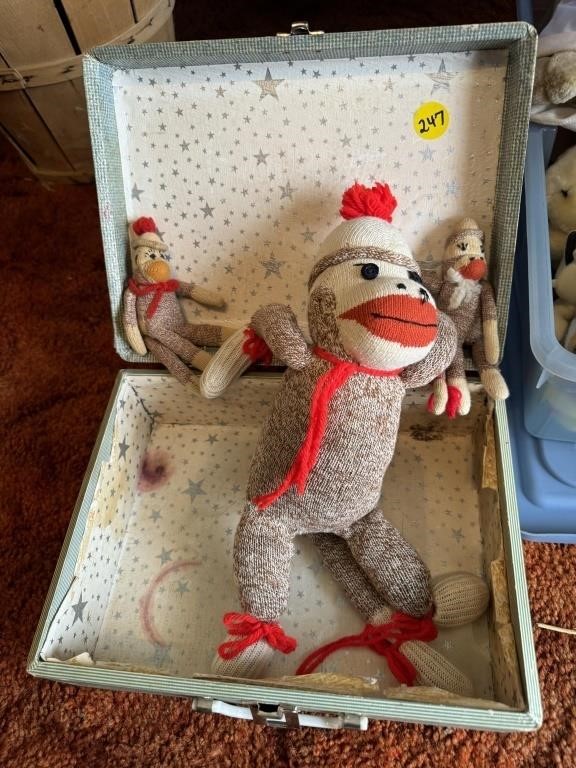 Sock Monkeys in Suitcase