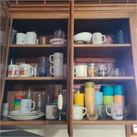 Cabinet of Misc. Cups, Mugs, & Glasses