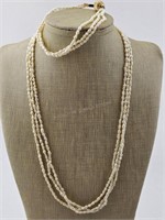 Tri-Strand Rice Pearl Necklace