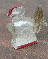 Vintage Glass Turkey Candy Container W/