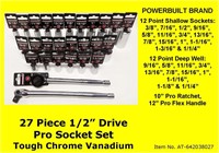 NEW POWERBUILT 27PC 1/2" DRIVE PRO SOCKET SET